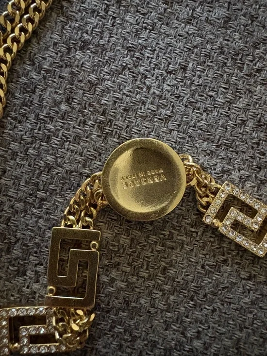 Versace Gold-Tone Medusa Chain Necklace with Greek Key Links - Picture 5 of 11